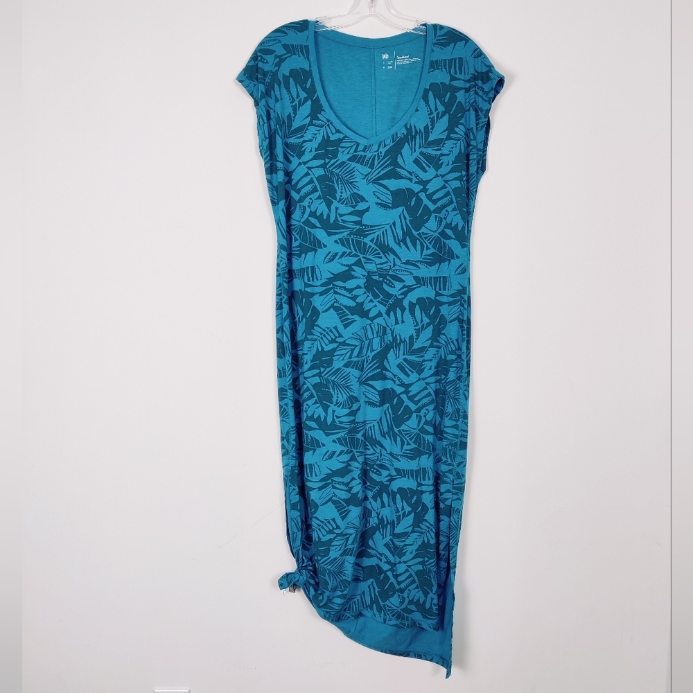 Treeblend Women's Maxi Dress in Blue Size Large Tropical Resortwear Cotton